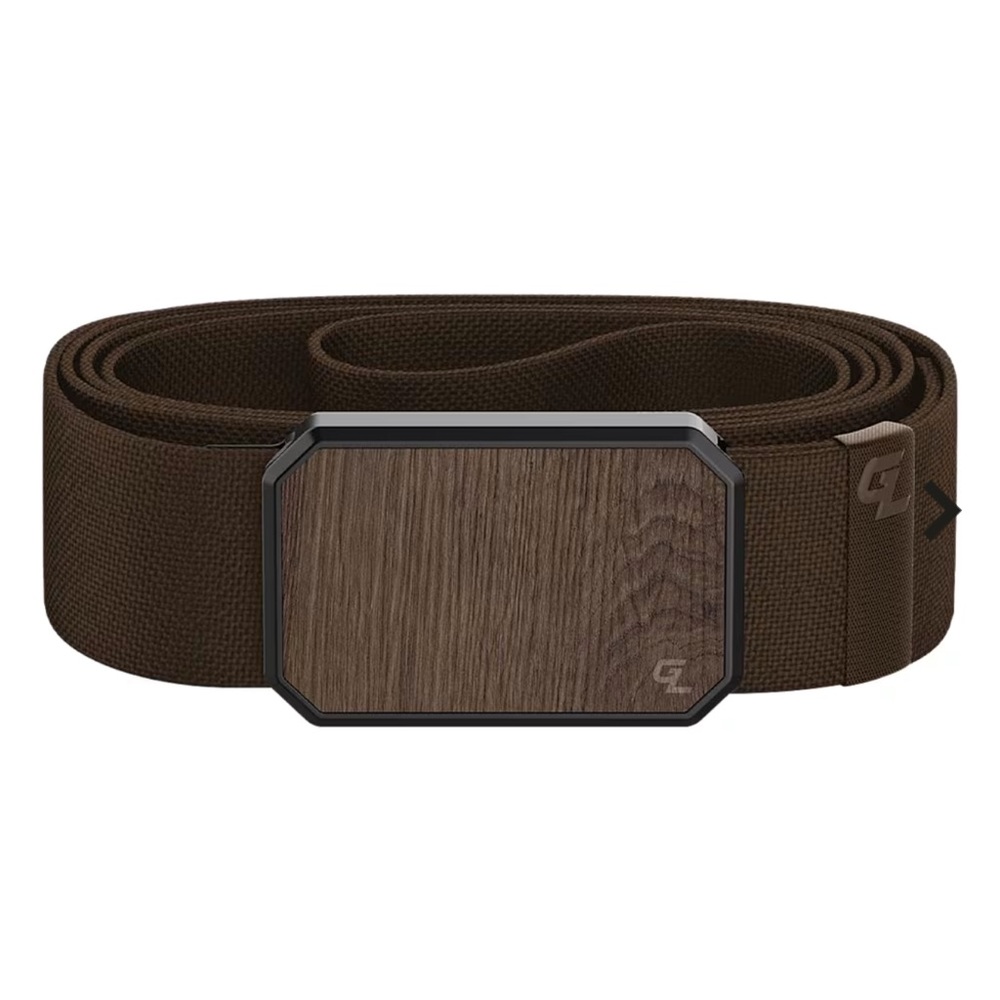 groove Brown Canvas Belt with Wood-Style Buckle